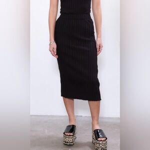 Simon Miller Rib‎ Mayer Black Skirt Midi Woman Size Small High Waisted Quiet Lux